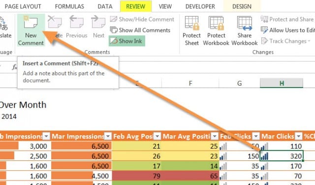 Annotating in Excel 