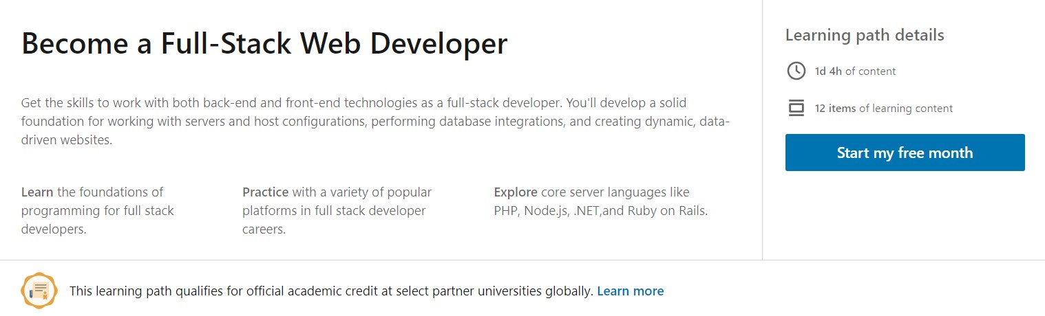 LinkedIn Learning: Become a Full-Stack Web Developer