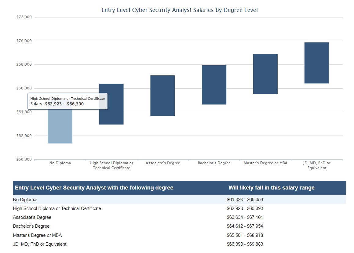 Salaries for Entry Level Cyber Security Analyst