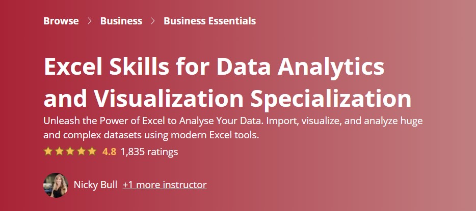 best data analytics course- excel skills