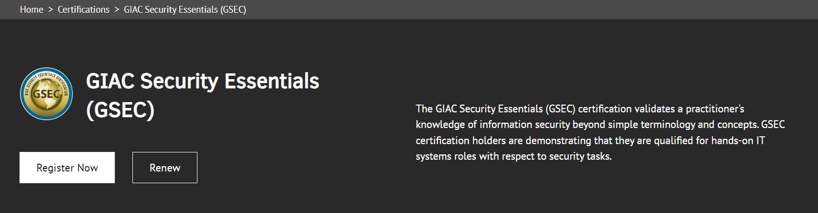 best information security course- GIAC