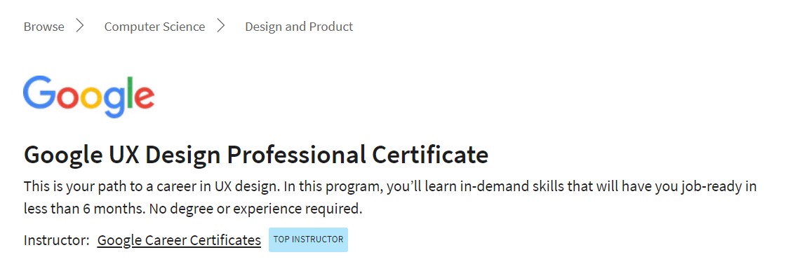 Google UX Design Professional Certificate - Coursera