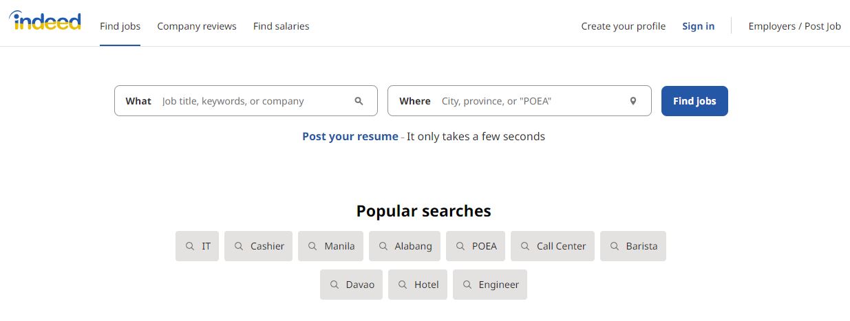 sales job boards: Indeed