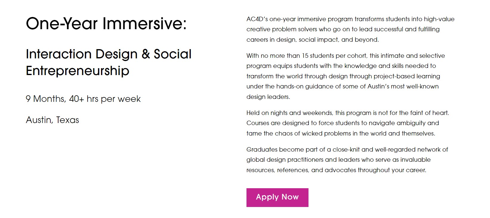 Austin Center for Design (One-Year Immersive)