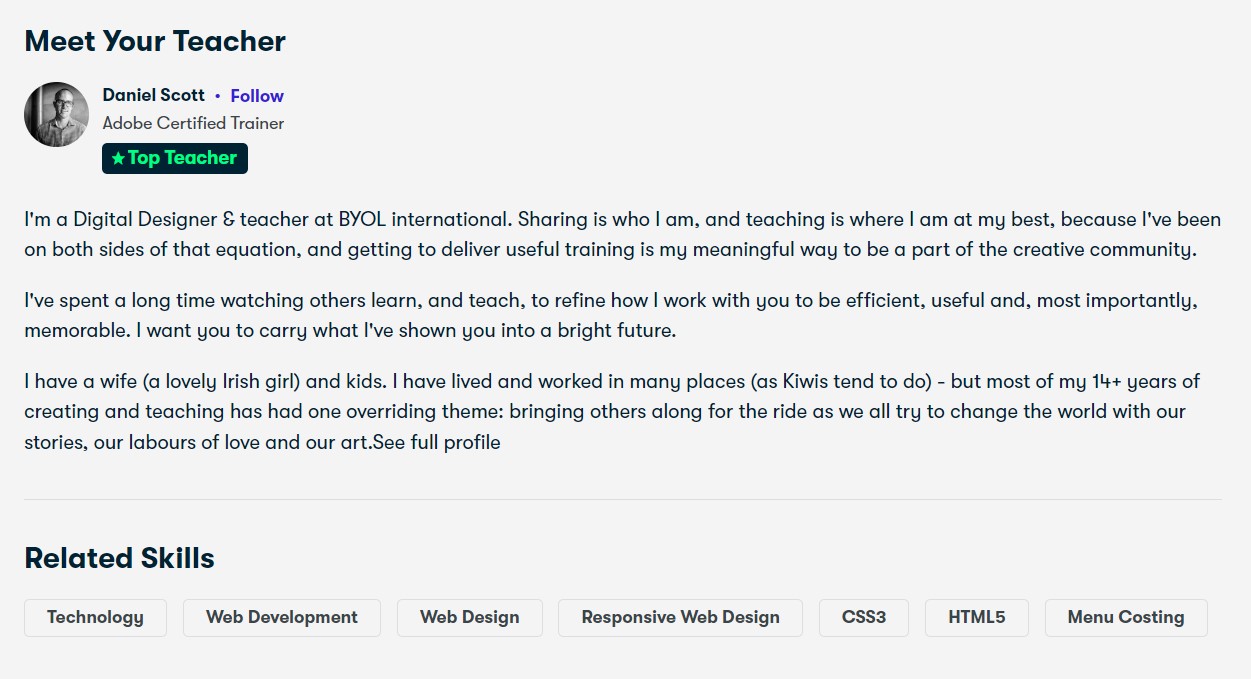 Meet your Teacher- Skillshare web design course