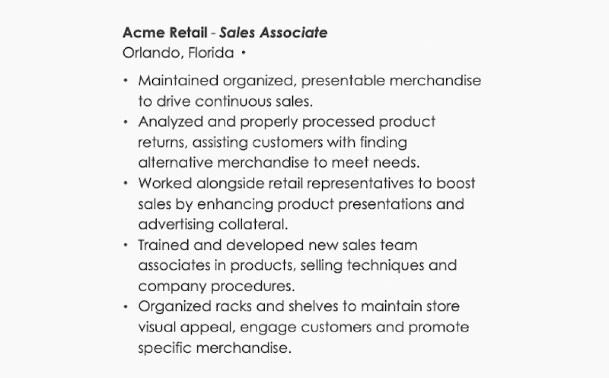 sales associate resume