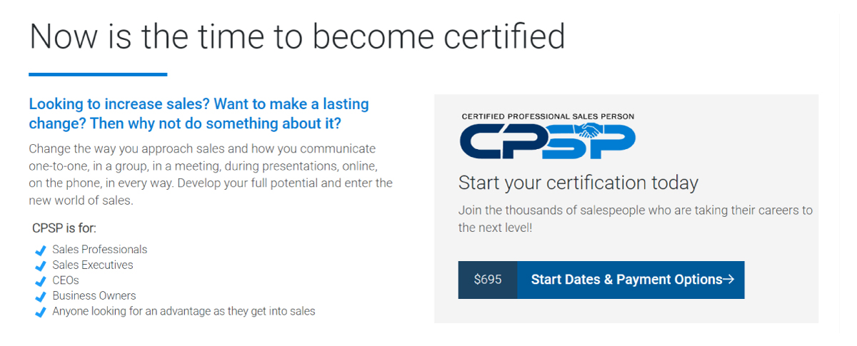 sales certification- sales professionals