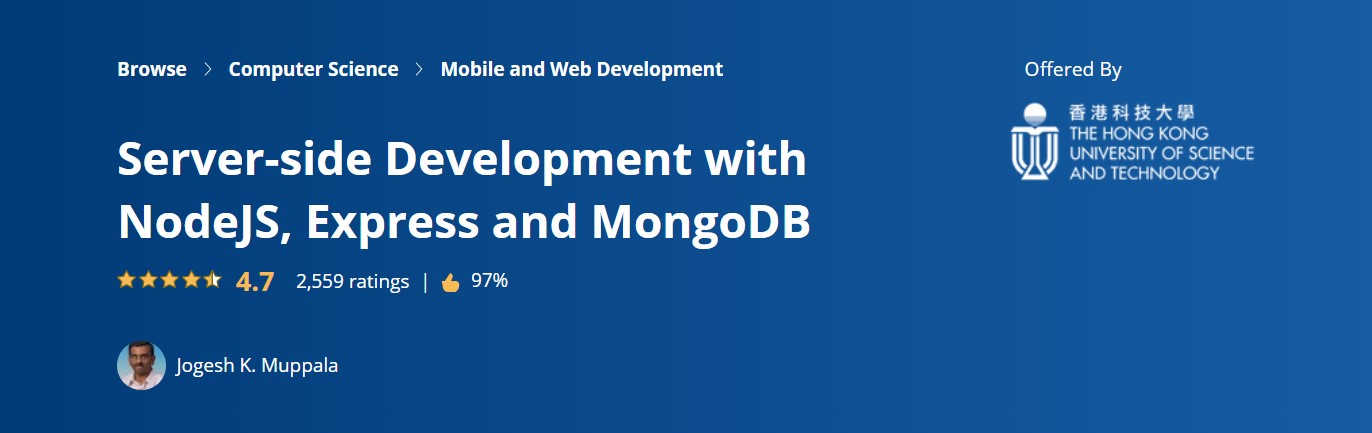 The Hong Kong University of Science and Technology: Server-Side Development With NodeJS, Express and MongoDB
