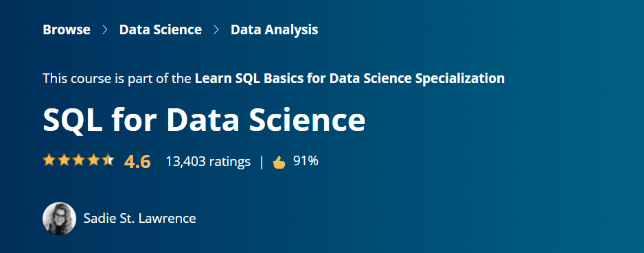 best sql certification- sql for data science