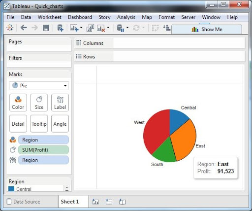 simple pie chart tableau