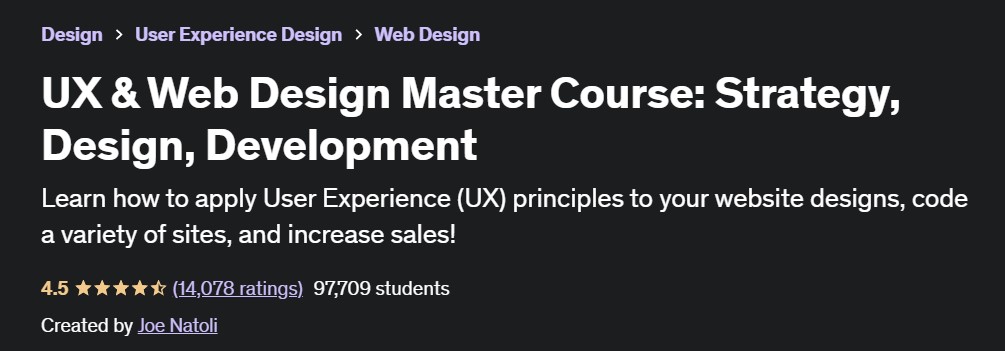 UX & Web Design Master Course: Strategy, Design, Development – Joe Natoli on Udemy