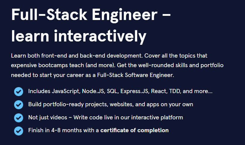 best computer programming courses Codecademy Full-Stack Software Engineer