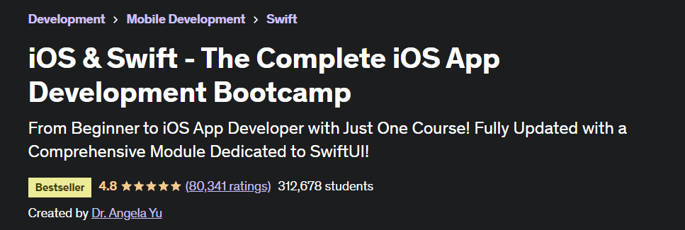 best computer programming courses iOS & Swift - The Complete iOS App Development Bootcamp