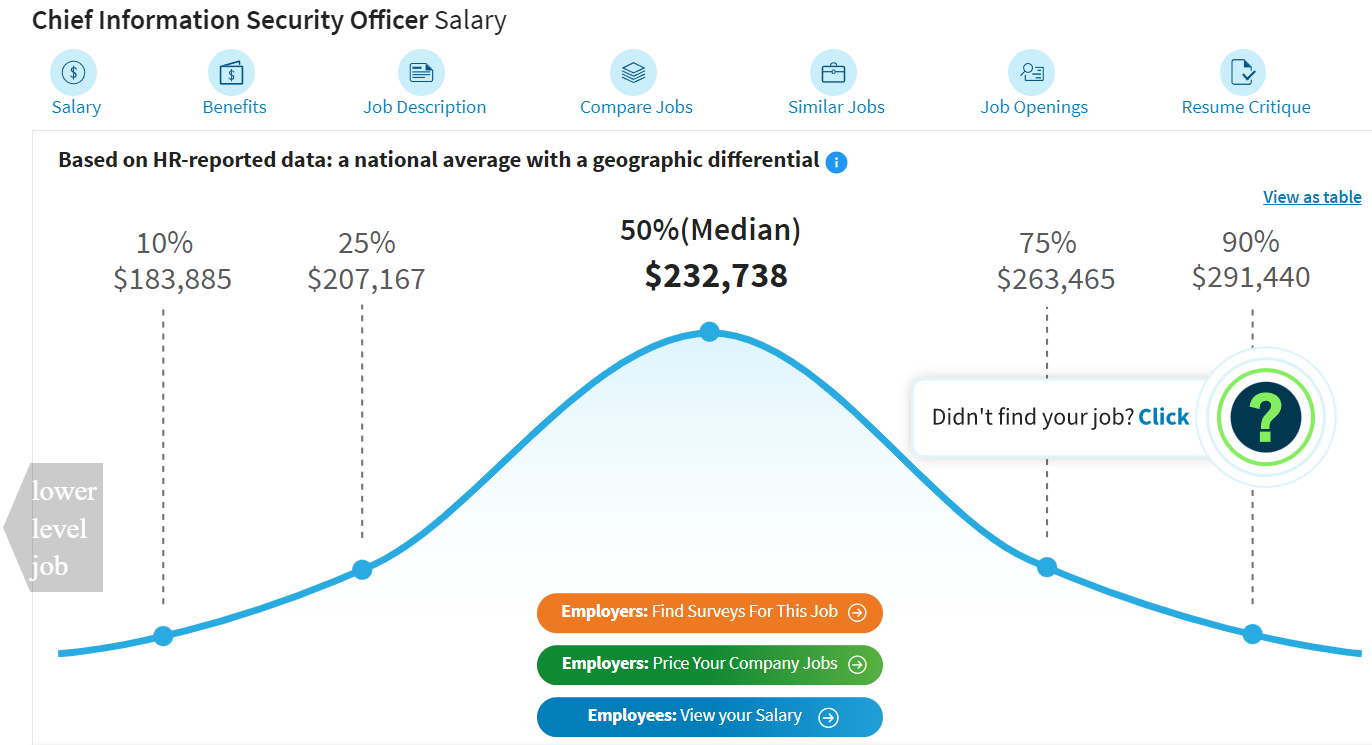 best-paying jobs in technology, Chief Information Security Officer (CISO) Salary