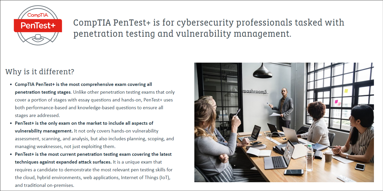 best penetration testing course CompTIA PenTest+