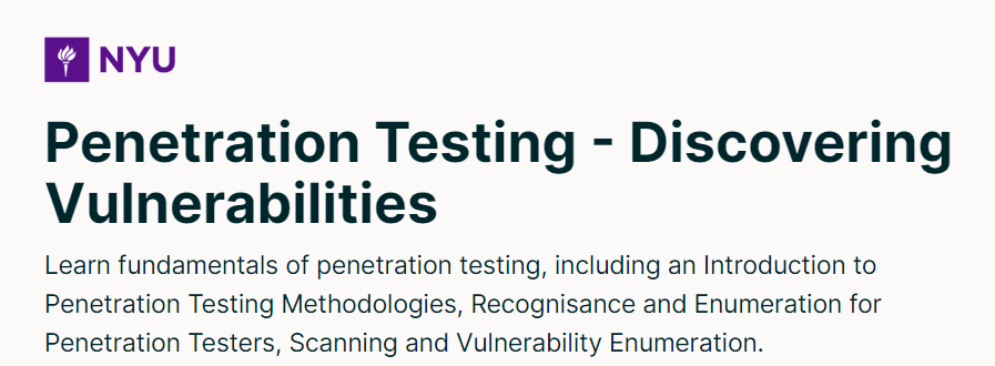 best penetration testing course Penetration Testing - Discovering Vulnerabilities NYU on edX