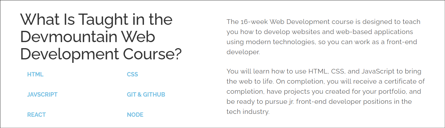 best web development bootcamp Devmountain Web Development Course