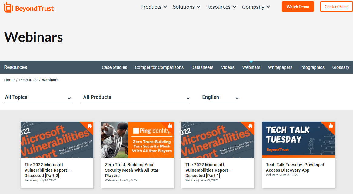 cybersecurity resources - BeyondTrust’s Webinar Offerings