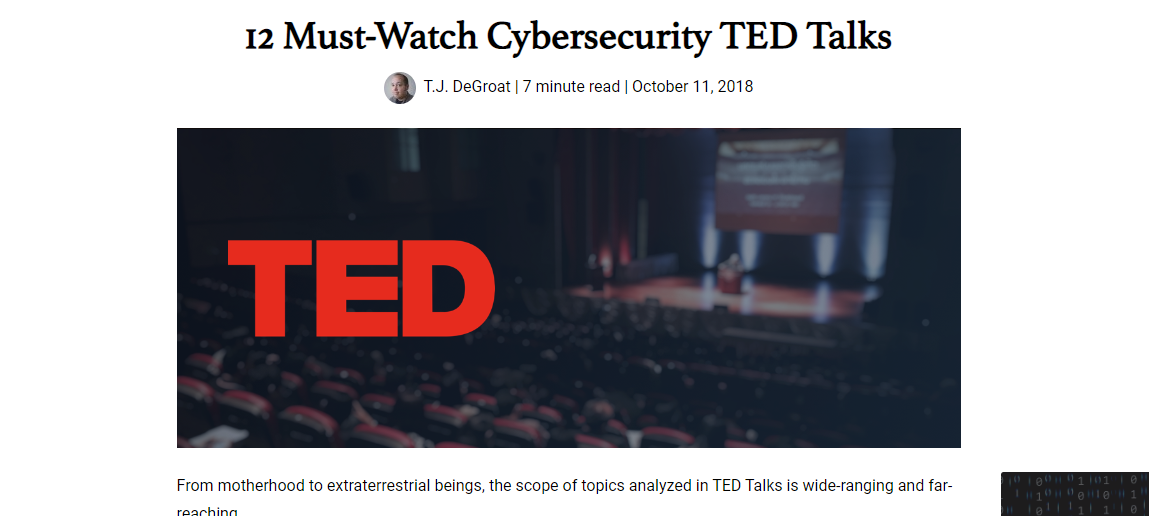 cybersecurity resources - Cybersecurity TED Talks