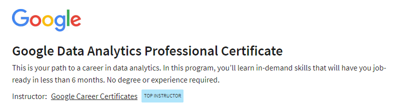 best sql certification- google data analytics