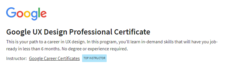 Google UX Design Professional Certificate – Coursera