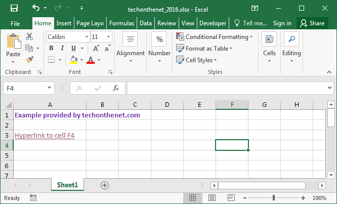 Hyperlinking in Excel 