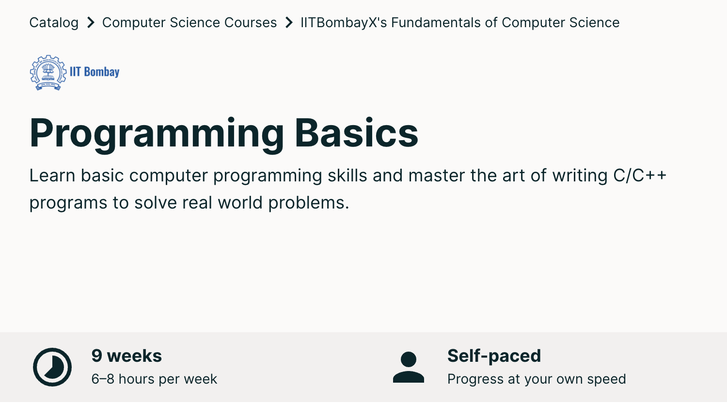 best computer programming courses IIT Bombay Programming Basics