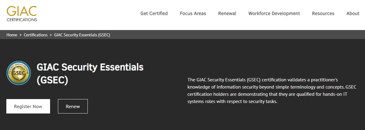 GIAC Security Essentials Certification (Gsec)