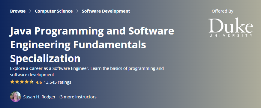 best software development courses- java programming and software engineering fundamentals specialization cousera