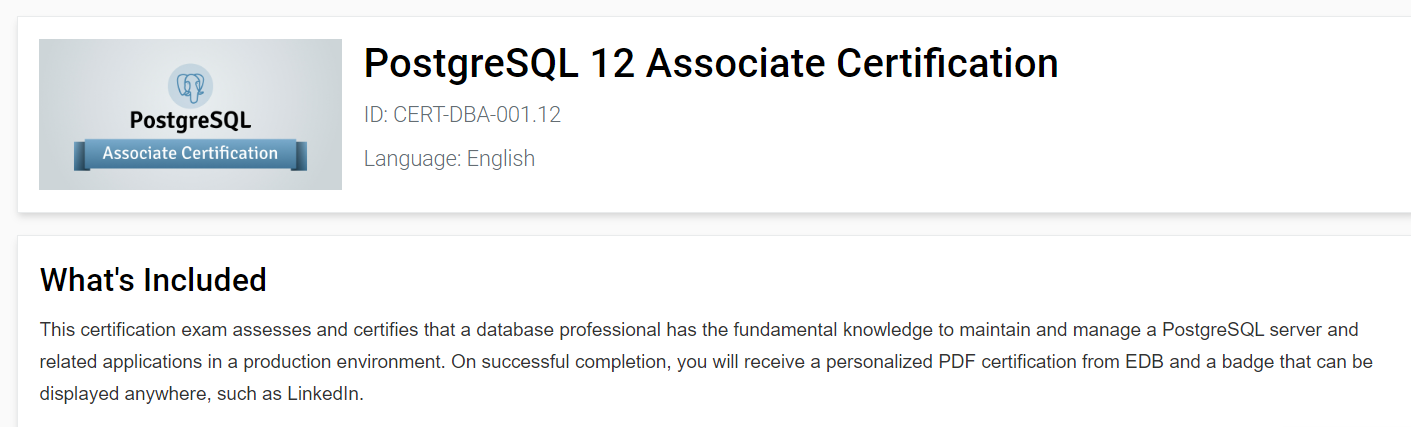 PostgreSQL 12 Associate Certification