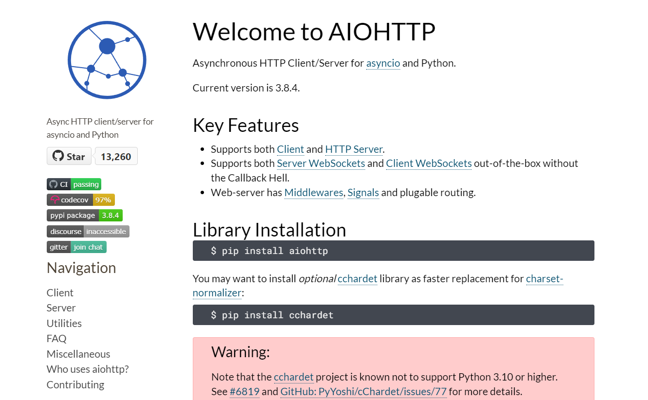 python frameworks, aiohttp