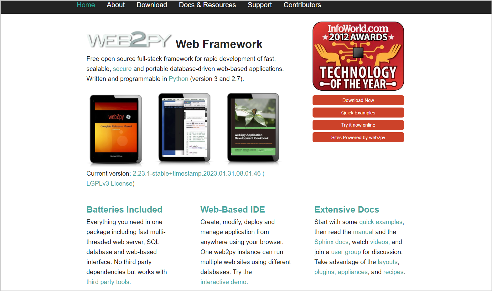 python frameworks, web2py