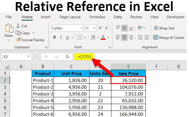 Relative reference in Excel 