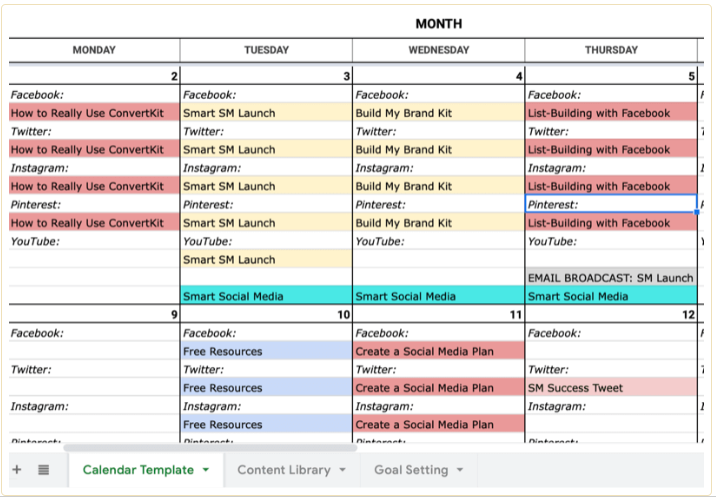 how to get into social media marketing- content calendar creation 