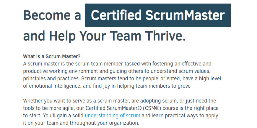 software developer certifications, Certified Scrum Master (CSM)