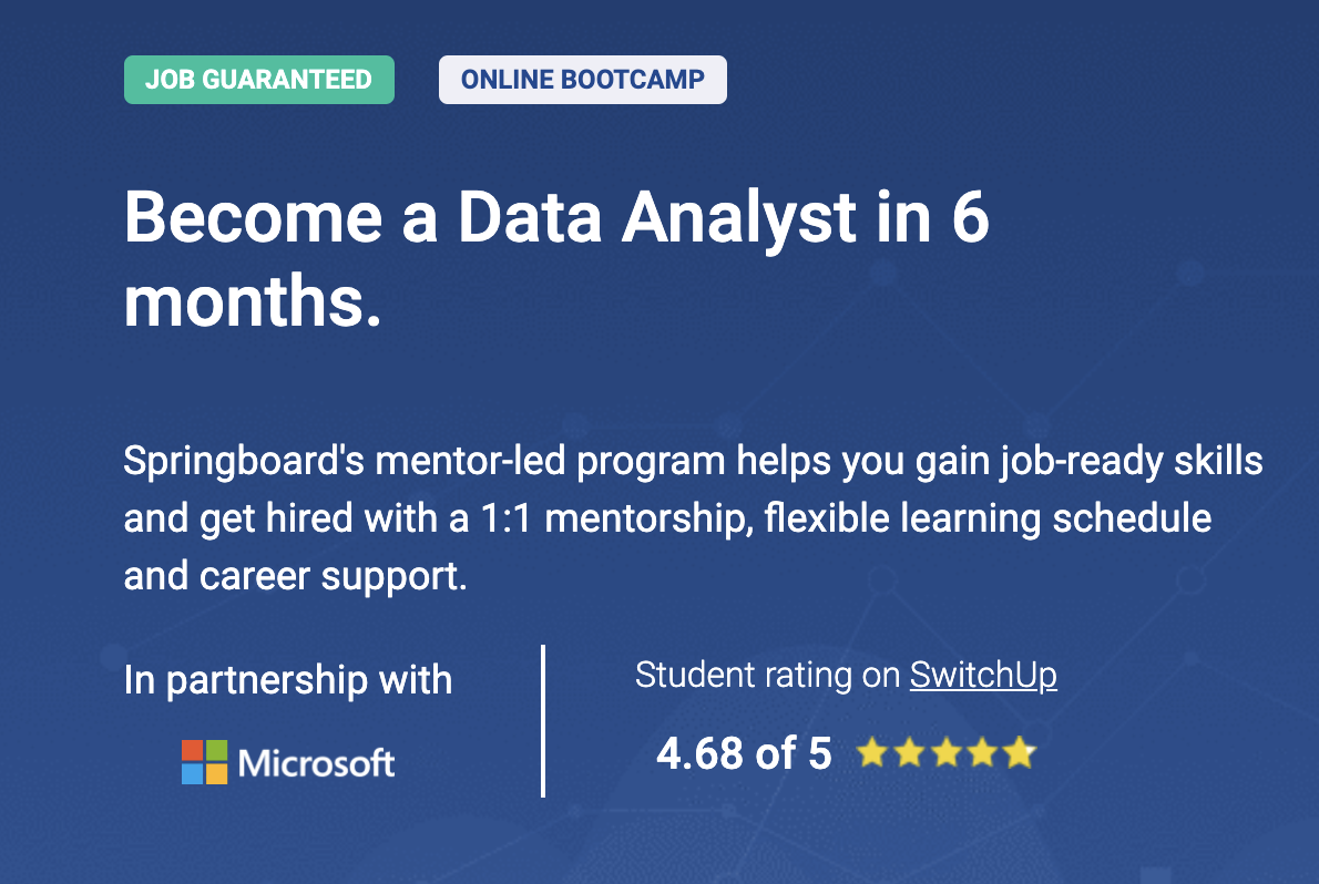 Best Data Analytics Bootcamps 
- Springboard data analytics career track