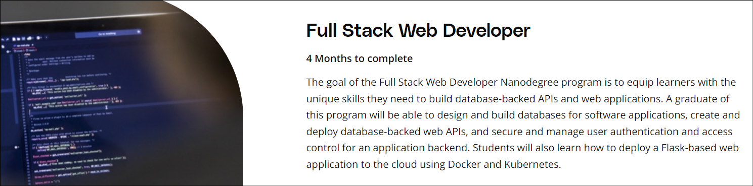 Udacity Full Stack Web Developer Nanodegree Program, best full stack developer course